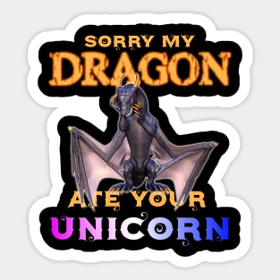 Fantasy Dragon ate cute dabbing Unicorn Sticker